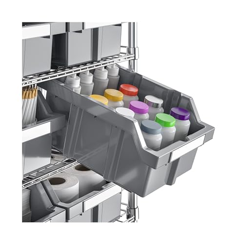 7-Tier NSF 12-Bin Steel Wire Shelving Rack, 25"W x 14"D x 56"H, Gray - color: Gray, size: Includes 12 Bins