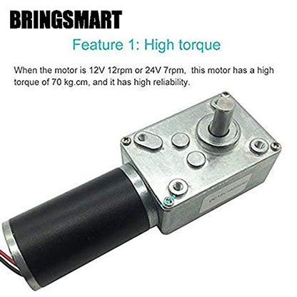 BRINGSMART 24V 16rpm DC Worm Gear Motor Self-Locking Mini Engine Turbine - size: 24V 16rpm