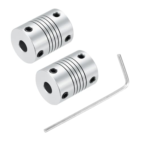 uxcell 2Pcs 6mm to 8mm Aluminum Alloy Shaft Coupling L25xD19 Flexible Coupler Beam for 3D Printer CNC Machine DIY Encoders and Motors Shaft,Silver - size: 6mm to 8mm