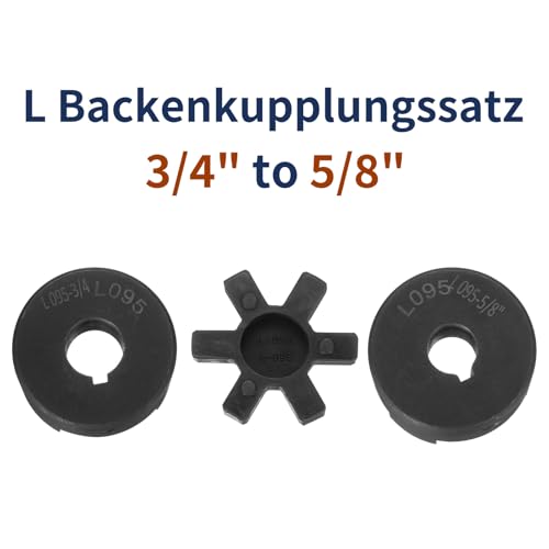 uxcell 3/4" to 5/8" L095 Flexible 3-Piece L-Jaw Coupling Coupler Set & Buna-N NBR Rubber Spider for Log Splitter Hybrid Equipment - size: 3/4 " to 5/8"