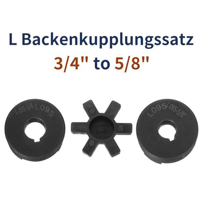 uxcell 3/4" to 5/8" L095 Flexible 3-Piece L-Jaw Coupling Coupler Set & Buna-N NBR Rubber Spider for Log Splitter Hybrid Equipment - size: 3/4 " to 5/8"