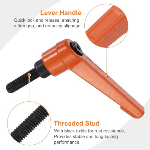 uxcell Clamping Lever Handles for Lathe, M6x20mm Male Thread Orange - size: M6x20mm