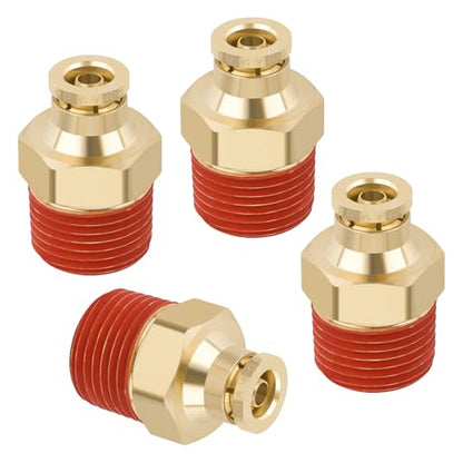 DOT Approved Male Straight Brass Union 1/4" Tube x 3/8" NPT, 4PCS - size: 1/4" OD x 3/8" NPT