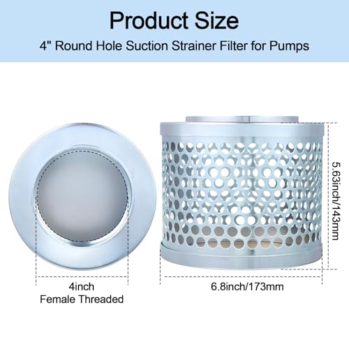 Carbon Steel Round Hole Suction Strainer Filter for Water Pumps - 4 inch - size: 4 inch