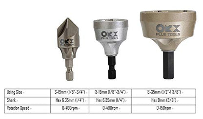 ORXPLUS Tools 3PC External & Internal Deburring Chamfer Tool Kit - size: Deburring Chamfer & Countersink Bit Kit