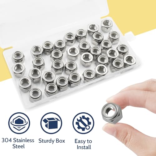 3/8-16 Lock Nut, 35Pcs Stainless Steel Nylock Insert Locking Nuts - size: 3/8"-16, 35 Pack