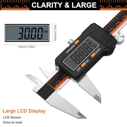 HARDELL Digital Caliper 6 Inch, Caliper Measuring Tool with Large LCD - size: 6 Inch
