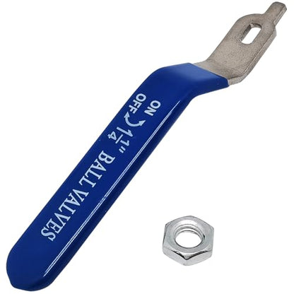 1 Piece Hole Size 6×10mm 201 Stainless Steel Ball Valve Handle with Blue Plastic Handle Grip & Nut for 1-1/4inch Ball Valve,180 Degree No Positioning Round Head(Straight) - size: 6×10mm,1-1/4in Straight