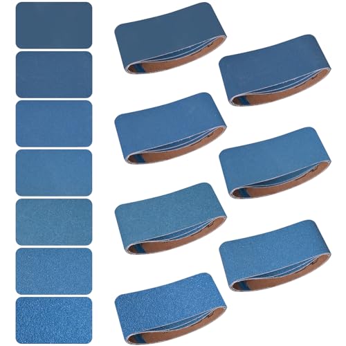 3x18 Inch Sanding Belts 21 Pcs 7 Grits Sizes (3 Each of 40/60/80/120/150/240/400 Grits) Heavy Duty Belt Sander Zirconia Belt Sander Paper for Wood, Metal, Stainless Steel, Cars, and Furniture - size: 3x18 inch