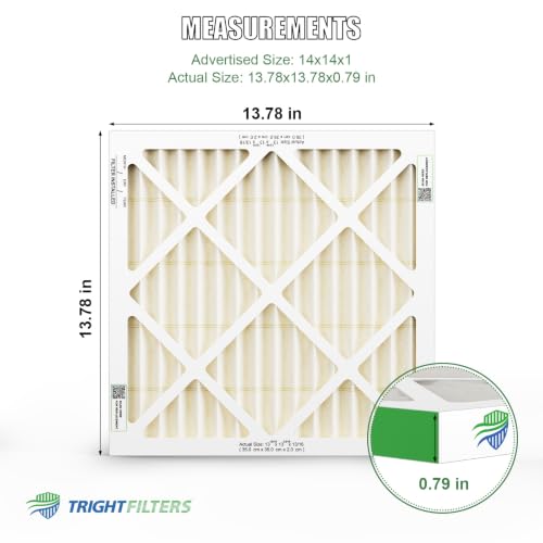 TRIGHTFILTERS 14x14x1 Air Filter MERV 11 HVAC Furnace Filter Pleated 2 Pack - size: 14x14x1