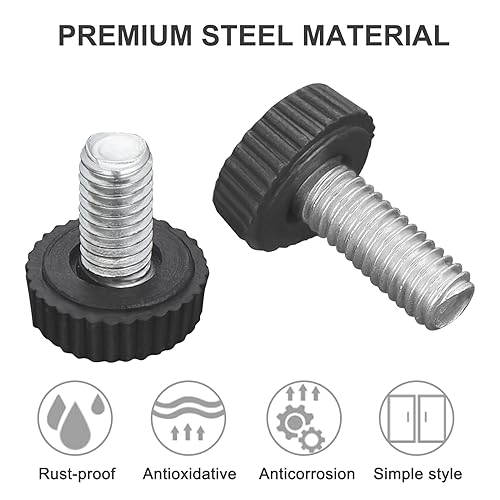 70PCS M6 Thumb Screws, Thumbscrew Set Carbon Threaded Knurled Knob Mounting Screw Grip Knobs Handle Bolts Round Clamping Screws Hose Clips for Kinds of Stand and Machine - size: M6