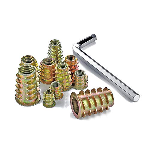 200Pcs M4-M10 Zinc Alloy Threaded Insert Nuts Hex Socket for Wood Furniture