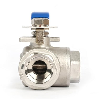 U.S. Solid 3/4" 3 Way Ball Valve - 304 Stainless Steel NPT Female Threaded Manual Ball Valve, L Mounting Pad - size: 3/4 inch, style: L Mounting Pad