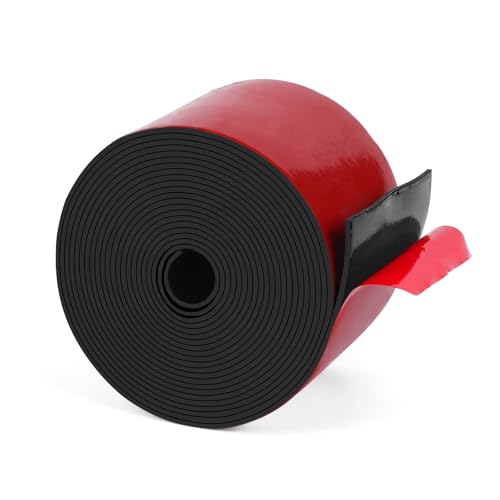 HooTown Adhesive Solid Rubber Strips, Self Neoprene Rubber Sheets Rolls Red - color: 1/16" Thick Adhesive, size: 3” W x 180" L