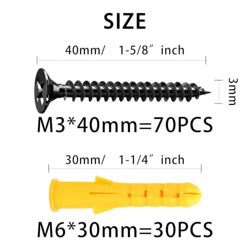 #4 x 1-1/2" Flat Head Self-Tapping Wood Screws, M3x40mm(70Pcs) - color: 100 PCS, size: #4x1-1/2''-100 PCS