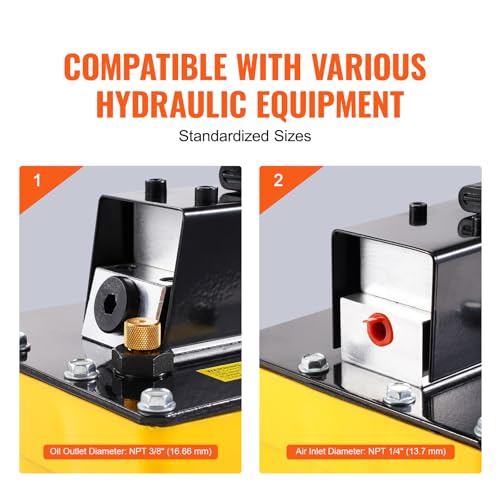 VEVOR 10,000PSI Air Hydraulic Pump, 0.61 Gal Reservoir, NPT 3/8 In Oil Outlet, NPT 1/4 In Inlet, Plastic Air Hydraulic Pump with Remote Control Actuator, for Automobile Frame Machine & Hydraulic Press - style: 2.3 L with Remote Control