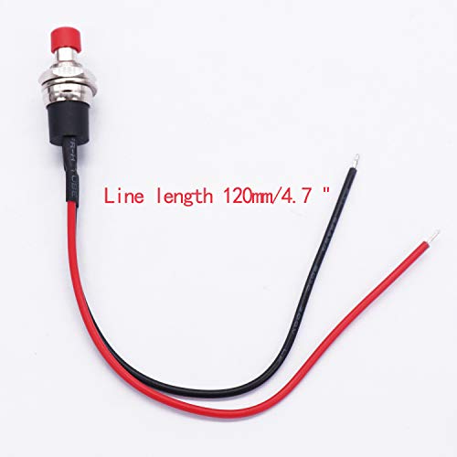 Twidec/4Pcs Latching Push Button Switch 3A 250V AC 2 Pins Self-Locking SPST ON/Off Red Mini Switch Pre-soldered Wires L-PBS-110-XR - color: Red-7mm, size: Latching
