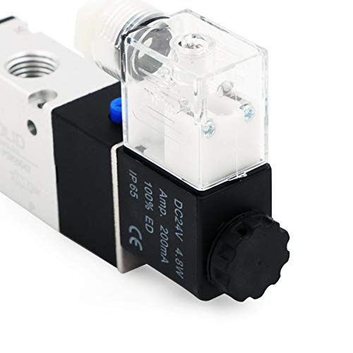 U.S. Solid 1/4 inch NPT 3-Way 2-Position Pneumatic Solenoid Valve DC 24V Aluminum Alloy Normally Closed Pilot Operated