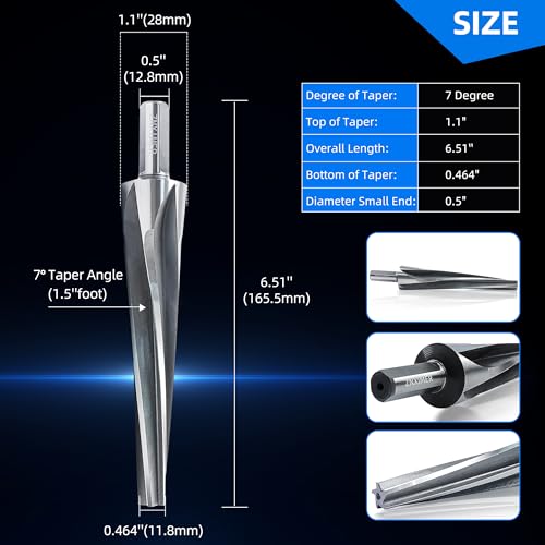 7 Degree Ball Joint Tapered Reamer Tie Rod for 1-1/2 inch Per Foot Tapered Ball Joint Reamer Made of 6542 High-Speed Tool Steel, Reamer Drill Bit Universal Reamer Tool Pipe Reamer - size: 7 Degree