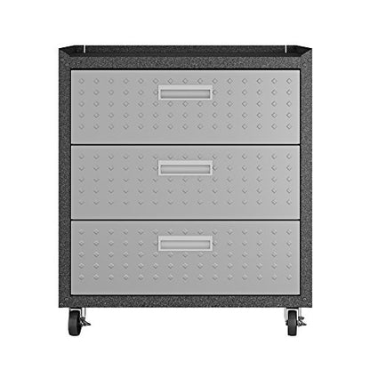 Manhattan Comfort Fortress Collection Convenient Durable Mobile Garage 6 Piece Tool Set, Great for a Variety of Tools and Supplies, 6 Piece, Dark Charcoal Gray/Silver - color: Black/Grey, style: 6-Piece Set