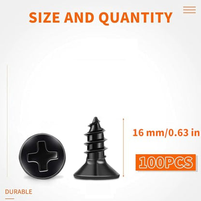 100 PCS #4 X 5/8 inch Stainless Steel 18-8 (A2) Wood Screws, Black Coated Flat Head Phillips Full Threaded 0.63" Length Small Screw by TPOHH - size: #4 X 5/8 inch