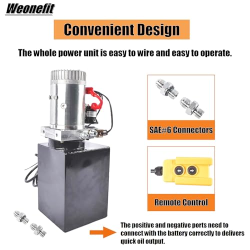 8 Quart Hydraulic Power Unit 1.6kW Power, 12V DC Double Acting Hydraulic Pump for Dump Trailer Car Lifting, Hydraulic Pump Power Unit Steel (GC01) & Aluminium Alloy with Metal Oil Reservoir - size: 8 Quart；Double Acting