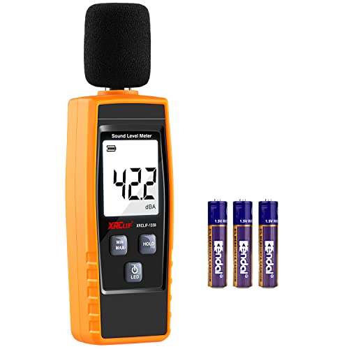 Decibel Meter Sound Level Reader 30-130dB(A), Hand-held Sound Noise Meter with Backlight Alarm, Digital Noise Meter Decibel Monitoring Tester Calibrated Audio Noise Volume Measuring Instrument - color: Colored A