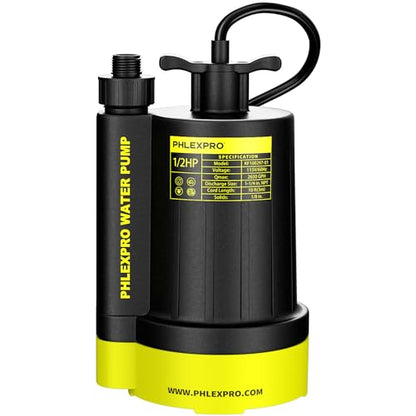 1/2HP Automatic Submersible Sump Pump, 5300 GPH Water Pump - color: Black-yellow