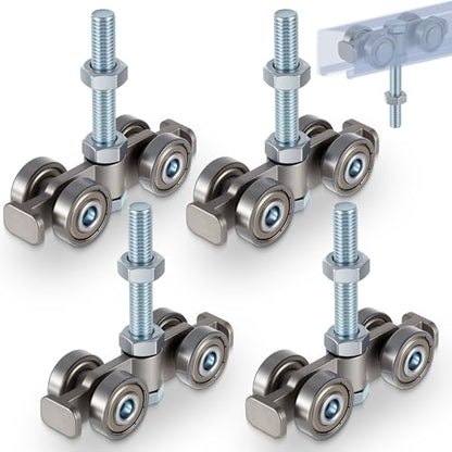 Tallew 4 Pcs Silver 4 Wheel Silent Trolley Assembly Roller, Bolt Style - size: Bolt Style