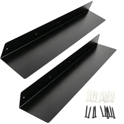 48 Inch 2-Pack Metal Floating Shelves for Wall, Heavy Duty Carbon Steel Floating Shelves, Farmhouse Industrial Home Rust-Proof Bathroom Kitchen Living Room Garage Storage Rack with Anchors