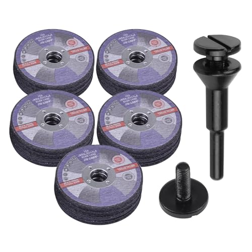 50 Pack 2 Inch Die Grinder Cut-Off Wheel and 3/8 in Arbor Hole 1/4in Stem Mounting Mandrel Holder Accessories, for Air Grinders Drill Rotary Tool, Mini Metal Cutting Wheels Cutter Discs