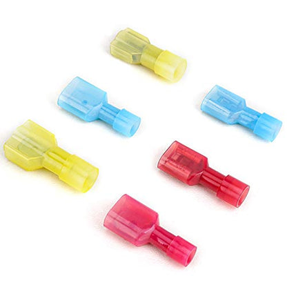 TICONN 100 Pcs Nylon Spade Connector Kit, Insulated Crimp Wire Connectors - style: Female Yellow 100 Pcs