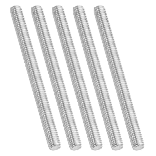 PATIKIL 3/8"-16 UNC 304 Stainless Steel Fully Threaded Rod, 5Pcs 4.7" Length Long Threaded Screw Right Hand Threads All Threaded Rod Studs for Anchoring Bolt, Clamps, Hangers and U-Bolts - size: 3/8"-16 x 4.7"