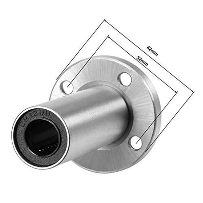uxcell LM12UU Extra Long Round Flange Linear Ball Bearings, 12mm Bore Dia, 21mm OD, 57mm Length (Pack of 2) - size: 12mm