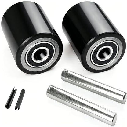 Pallet Jack Load Wheels Replacement Kit 3"x3.75" (Black,1 Pair) - color: Black-1 Pair