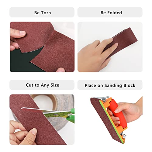 80 Grit Sandpaper Roll, 3 Inch x 49 Feet Emery Cloth Roll Aluminum Oxide Abrasive Paper Roll Continuous Sandpaper for Metalworking, Woodworker, Furniture Repair, Sanding Automotive Plumbing - size: 80 Grit