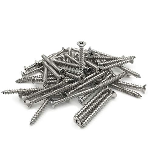 5 x 45mm Screw, Flat Head, Phillips Drive, Self Drilling, 304 Stainless Steel Drywall Wood Screws 50Pcs - size: 5 x 45mm