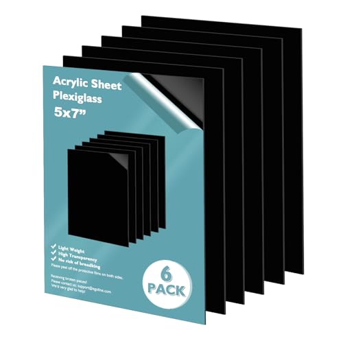 Egofine 5" x 7" Black Plexiglass Sheets 6 Pack 0.04 Inch Cast Acrylic Sheet Thick for DIY Craft Projects, Painting, Photography, Sign, Display Stand, Home Decor, Easy to Cut - color: Black, size: 5x7"