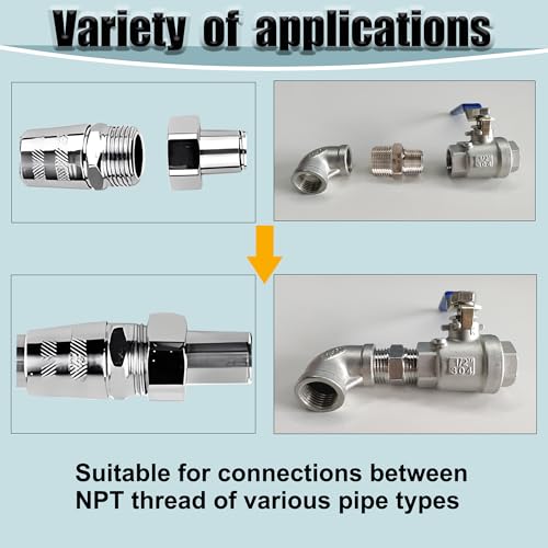 304 Stainless Steel Hex Nipple Reducer, 3/4" x 1/2" NPT Male Threaded Reducing Nipple Pipe Fitting Adapter, 2000psi Heavy Duty Reducer Straight Connector (3/4"- 1/2")