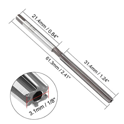 uxcell Hand Reamer 1/8" High Speed Steel H7 6 Straight Flutes Hand Milling Cutter Tool Reaming Drill Bit for Metal