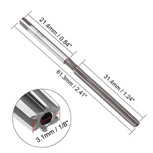 uxcell Hand Reamer 1/8" High Speed Steel H7 6 Straight Flutes Hand Milling Cutter Tool Reaming Drill Bit for Metal