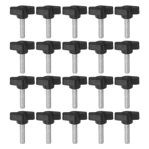 HARFINGTON 20pcs Tee Wing Thumb Screws M6 x 25mm Standard Male Thread Plastic T Knobs Handles Hand Clamping Knobs Grip Thumbscrew, Black - color: Black, size: M6 x 25mm