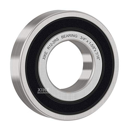 XIKE R12-2RS Sealed Deep Groove Ball Bearings, 9.525x19.05x5.556 mm, 10-Pack - size: R12-2RS - 9.525x19.05x5.556 mm