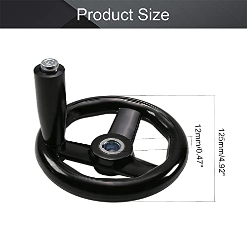 Othmro 1Pcs Round Three Hand Wheel 0.47in Center Hole Diameter 4.92in Handwheel Diameter Black PP 3 Spoked Lathe Handwheel Hand Wheel with Revolving Handle for Milling Machine Lathes Grinders - color: 0.47*4.9