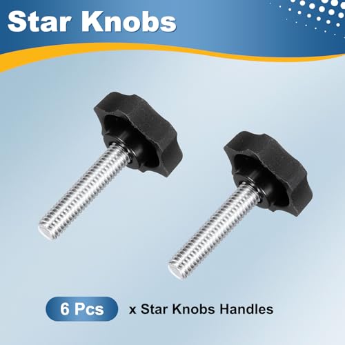 HARFINGTON 6Pcs Star Knob Handle M8 x 35mm Male Thread Metric Carbon Steel - size: M8 x 35mm