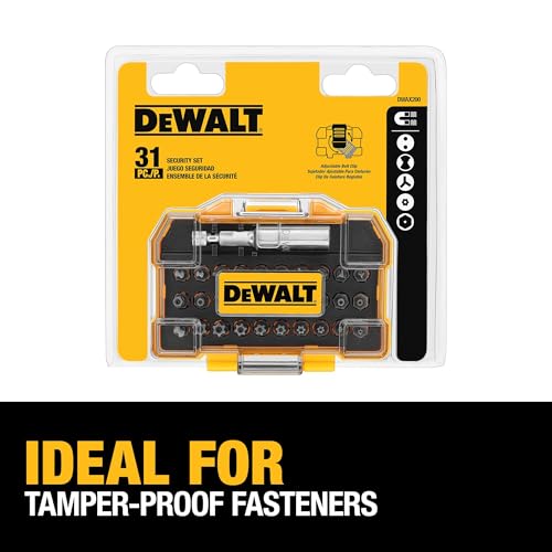 DEWALT Security Bit Set, 31-Piece Screwdriver Bit Set with Case, Universal 1/4 In Hex, Includeds Magnetic Bit Holder (DWAX200) - size: One Size