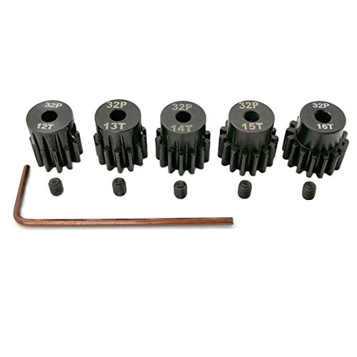 32P Hardened Pinion Gear Set 1/8 inch Hole 12T 13T 14T 15T 16T with Hex Key (Compatible with 0.8 Metric Pitch) - style: 12T 13T 14T 15T 16T
