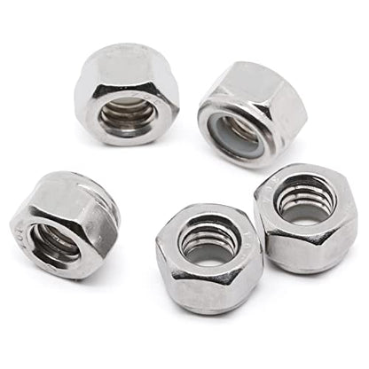 3/8-16 Nylon Insert Hex Lock Nuts Locknuts, 304 Stainless Steel 18-8, Bright Finish, 25 PCS - color: Silver, size: 3/8-16