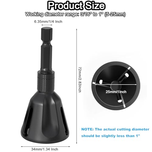 Deburring External Chamfer Tool Tungsten Carbide, 1/4" Hex Shank 3/16"-1" - size: 3/16"-1"