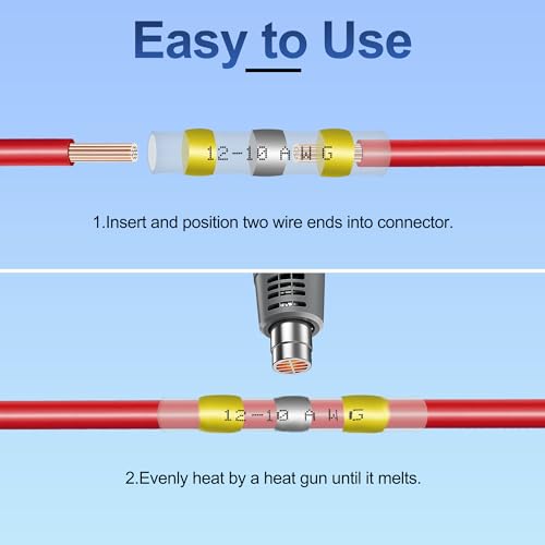 ZIPCCI 180Pcs Solder Seal Wire Connectors - Heat Shrink Butt Connectors Kit, Waterproof Marine Wiring Splice Terminal Gauge, Electrical Crimp, Trailer Wire - Heat Shrink Wire Connectors